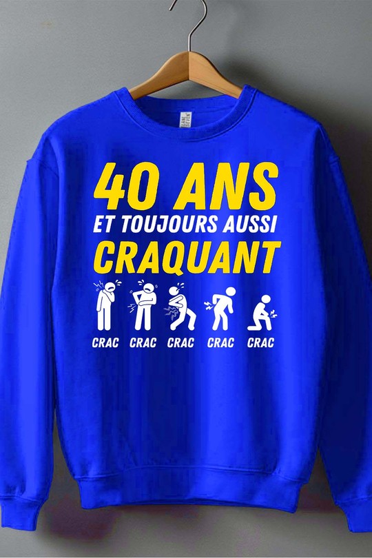 40ANS craquant - Sweat Col Rond Homme-BLEU ROI