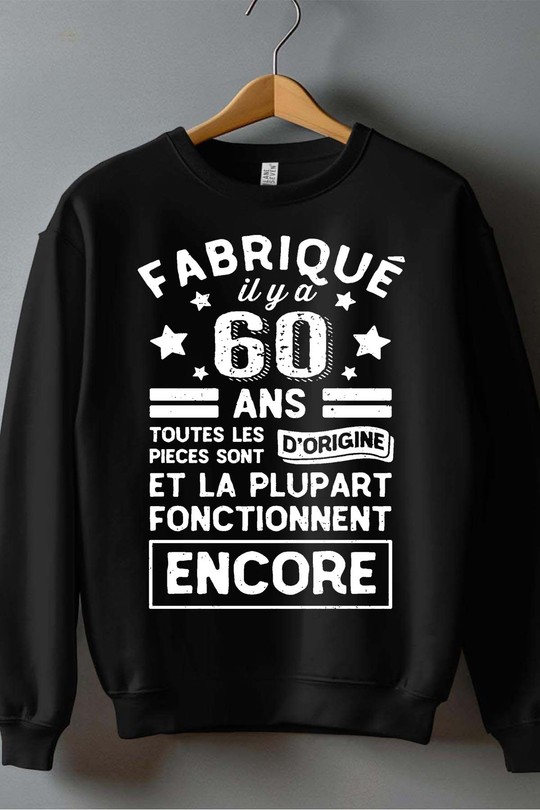 fabriqué 60 ans - Sweat Col Rond Homme-NOIR