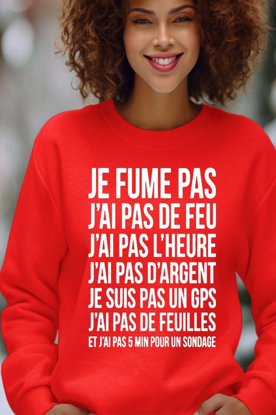 fume pas de feu - Sweat Col Rond Femme-ROUGE