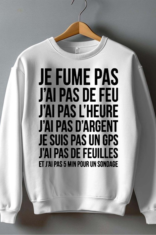 fume pas de feu - Sweat Col Rond Homme-BLANC