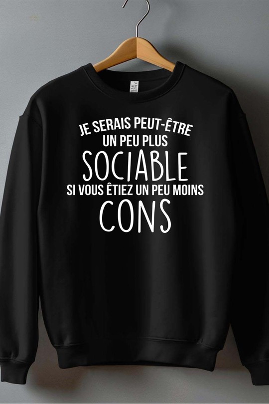sociable Moins con - Sweat Col Rond Homme-NOIR