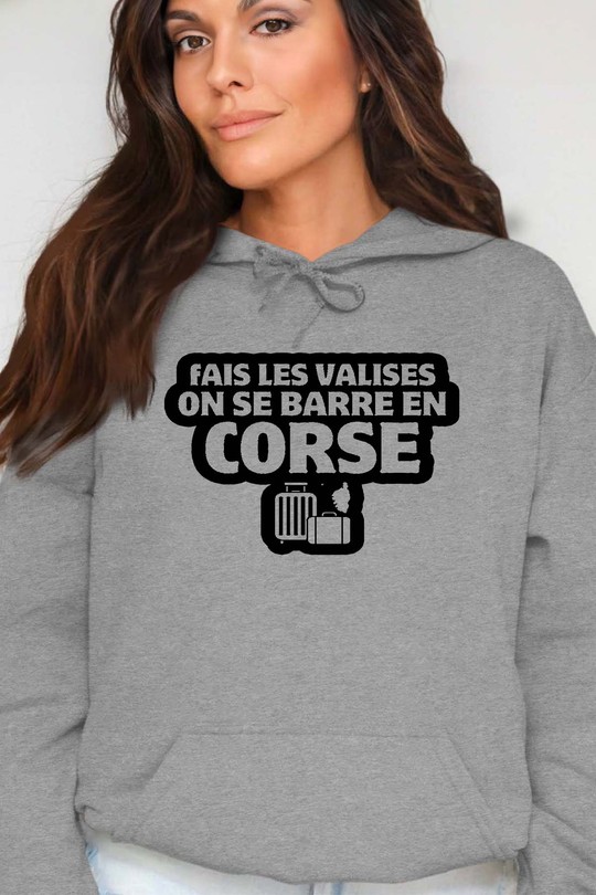 Direction la Corse - Sweat Capuche Femme-GRIS