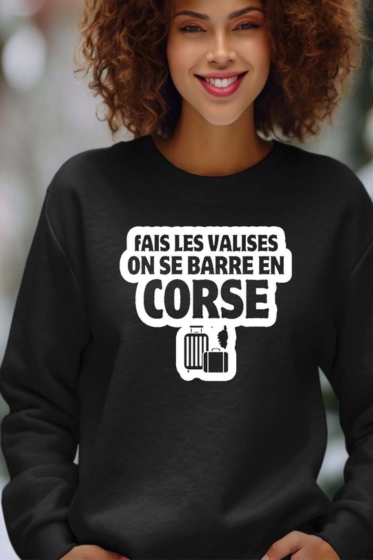 Direction la Corse - Sweat Col Rond Femme-NOIR