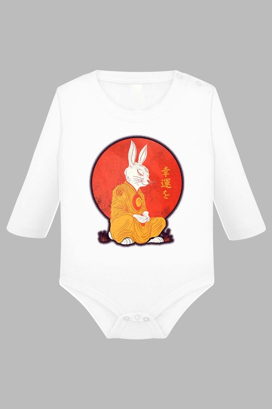 Meditation Rabbit - Body Manche longue bébé-BLANC