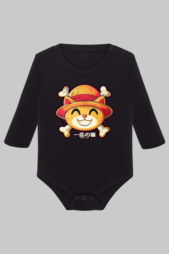 One Lucky Cat - Body Manche longue bébé-NOIR
