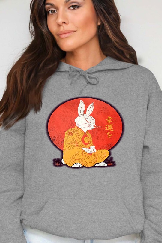 Meditation Rabbit - Sweat Capuche Femme-GRIS