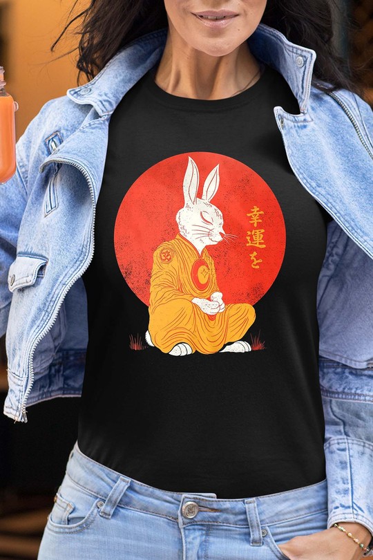 Meditation Rabbit - Tshirt Femme-NOIR