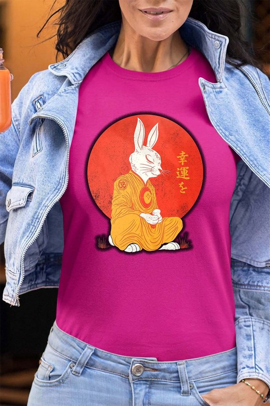 Meditation Rabbit - Tshirt Femme - FC-FUSHIA