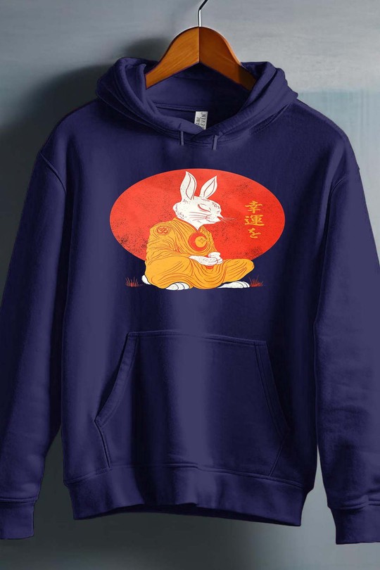 Meditation Rabbit - Sweat capuche Homme-MARINE