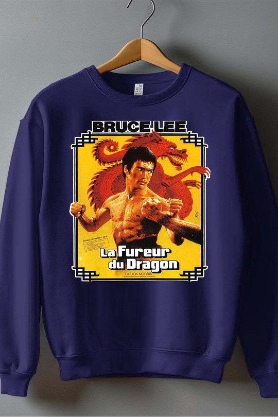 Dragon Spirit bruc lee - Sweat Col Rond Homme-MARINE
