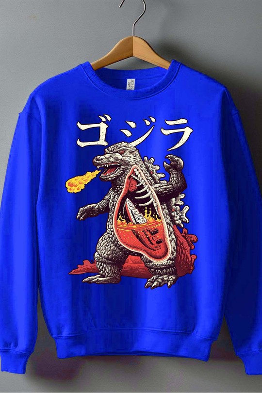 godzila vs titanic - Sweat Col Rond Homme-BLEU ROI