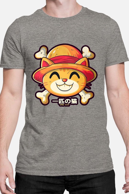 One Lucky Cat - Tshirt Homme-GRIS