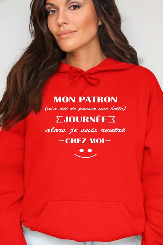 Work Escape - Sweat Capuche Femme-ROUGE