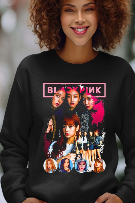 BLACKPINK Bootleg 04 - Sweat Col Rond Femme-NOIR