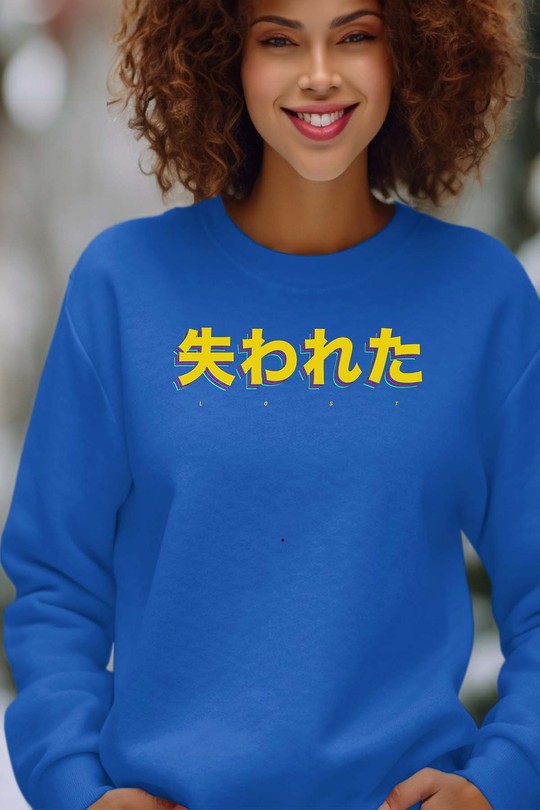 lost jp - Sweat Col Rond Femme-BLEU ROI