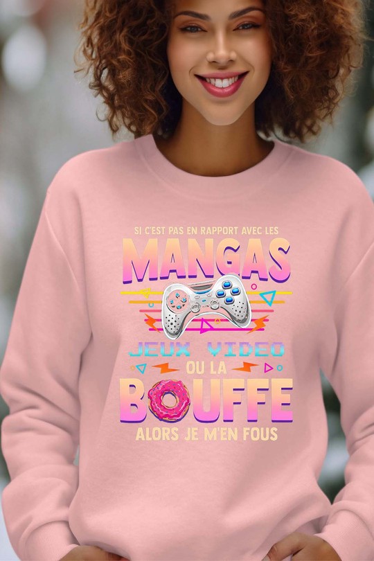 Otaku Gamer - Sweat Col Rond Femme-ROSE
