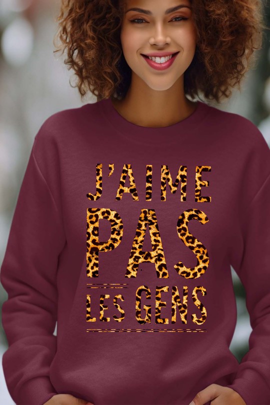 Social Nope - Sweat Col Rond Femme-BORDEAUX