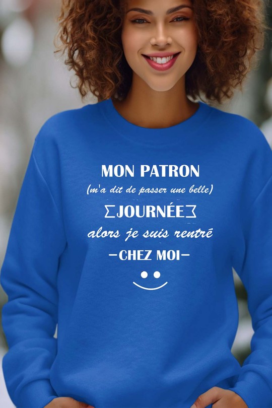 Work Escape - Sweat Col Rond Femme-BLEU ROI