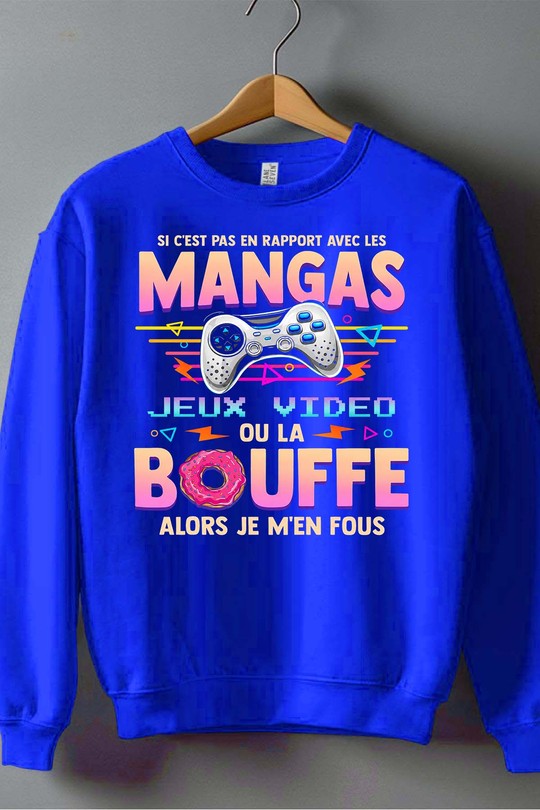 Otaku Gamer - Sweat Col Rond Homme-BLEU ROI