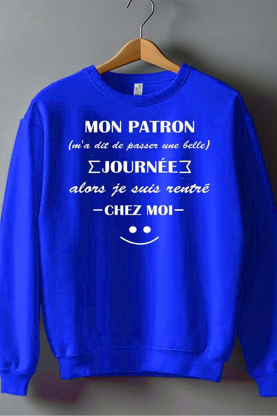 Work Escape - Sweat Col Rond Homme-BLEU ROI