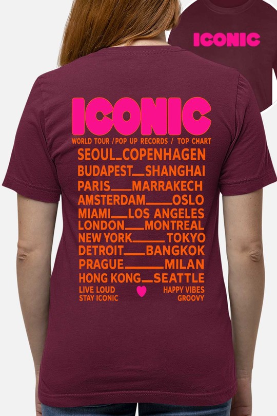 iconic Fluo Orange - Tshirt Femme AR poitrine-BORDEAUX