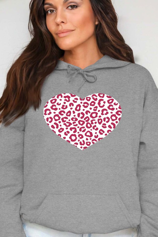 leopard heart - Sweat Capuche Femme-GRIS