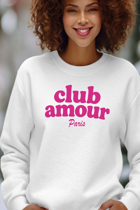 Club amour P - Sweat Col Rond Femme-BLANC