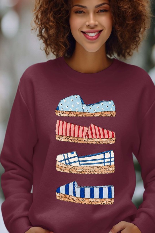summer strass - Sweat Col Rond Femme-BORDEAUX