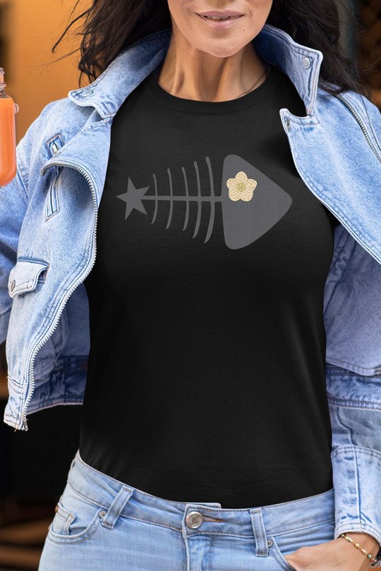 fishbone star - Tshirt Femme-NOIR