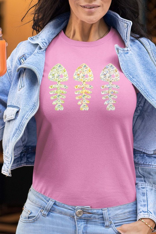 floral fishbone - Tshirt Femme-ROSE