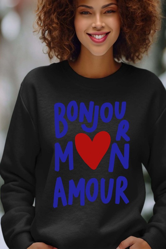 BJN mon amour - Sweat Col Rond Femme-NOIR