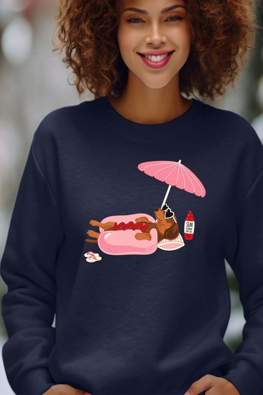 Happy weekend - Sweat Col Rond Femme-MARINE