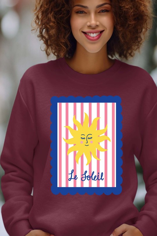 le soleil frame - Sweat Col Rond Femme-BORDEAUX