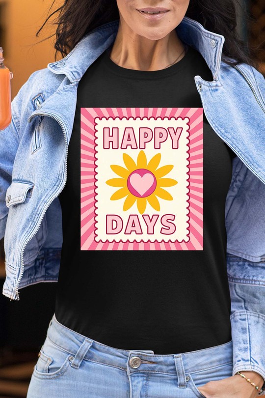 happy days flower - Tshirt Femme-NOIR