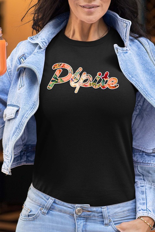 PEPITE FLORAL - Tshirt Femme-NOIR