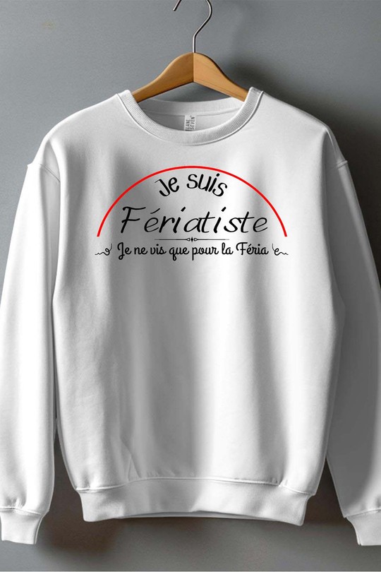 je suis feriatiste - Sweat Col Rond Homme-BLANC