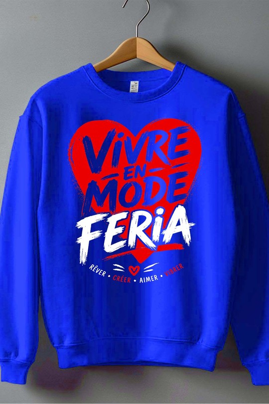 VIVRE mode feria - Sweat Col Rond Homme-BLEU ROI