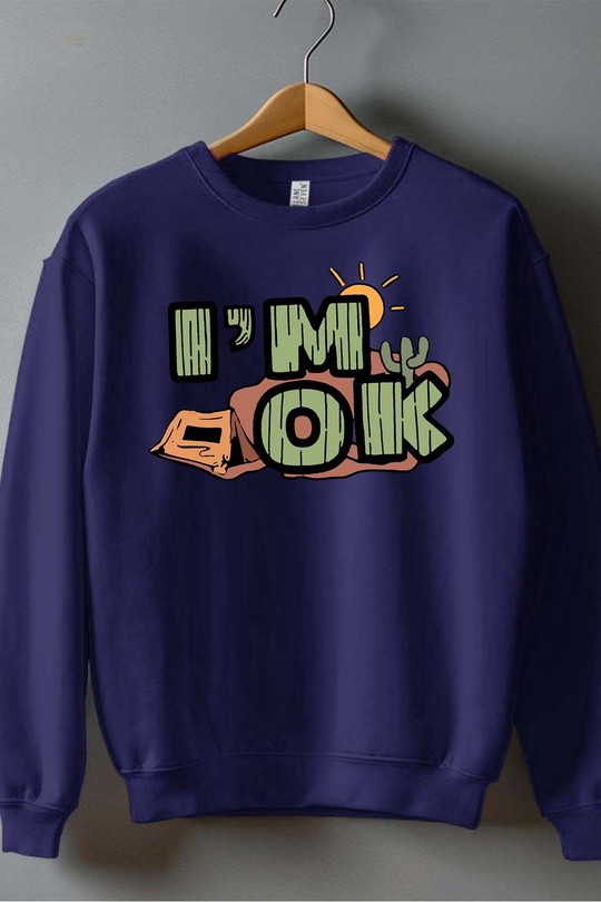 desert im ok - Sweat Col Rond Homme-MARINE