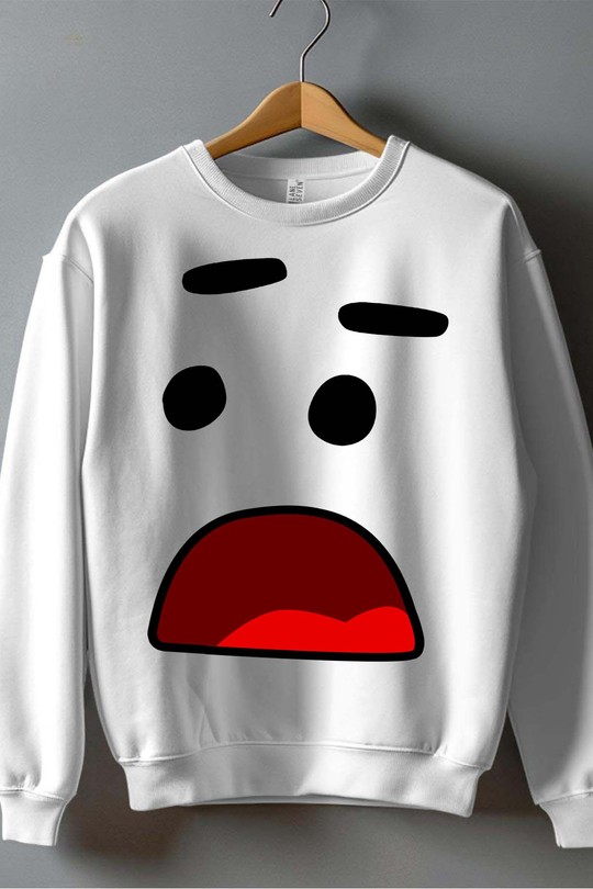 FUN FACE - Sweat Col Rond Homme-BLANC