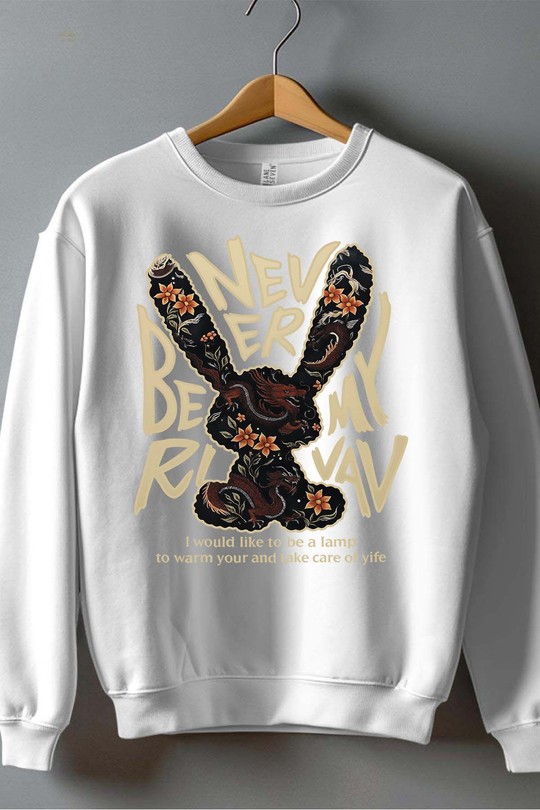 NEVER BE MY R - Sweat Col Rond Homme-BLANC
