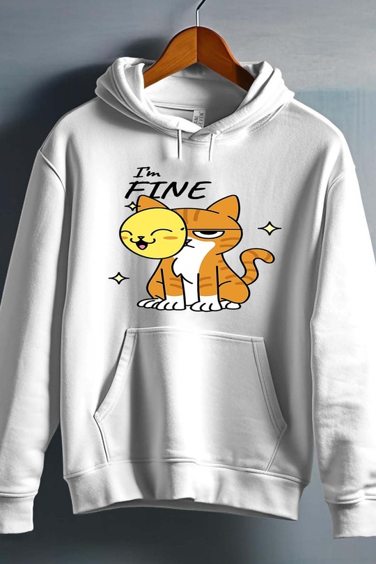 im fine cat - Sweat capuche Homme-BLANC