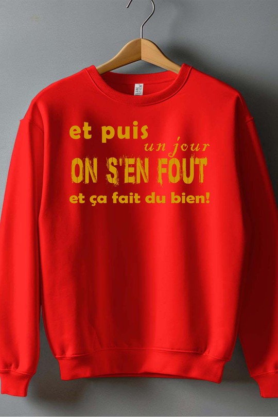 on sen fout - Sweat Col Rond Homme-ROUGE