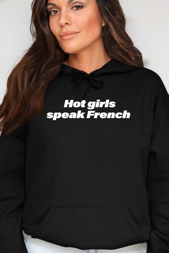 girls speak french - Sweat Capuche Femme-NOIR