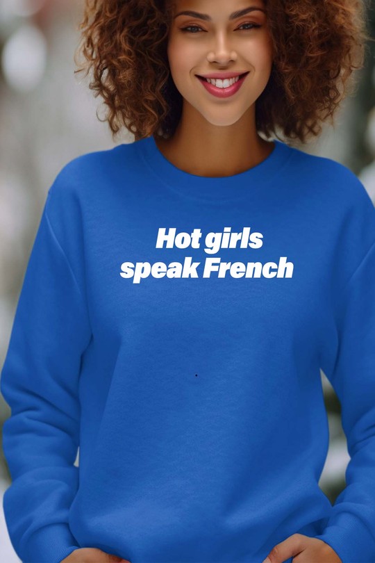 girls speak french - Sweat Col Rond Femme-BLEU ROI