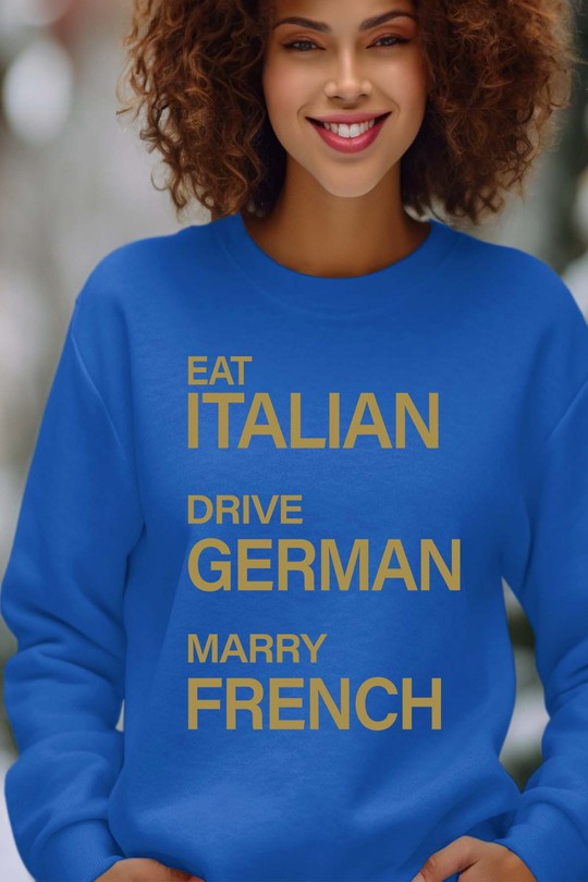 marry french - Sweat Col Rond Femme-BLEU ROI