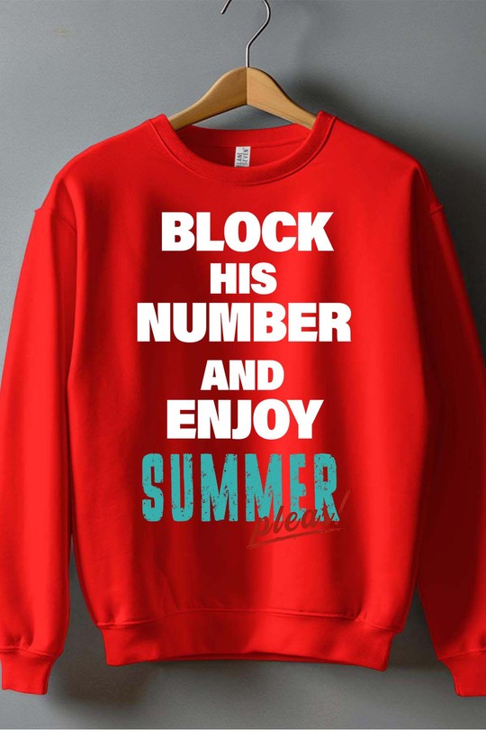 block enjoy summer - Sweat Col Rond Homme-ROUGE