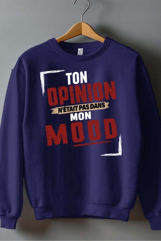mon mood - Sweat Col Rond Homme-MARINE