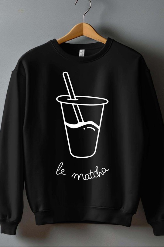 le matcha - Sweat Col Rond Homme-NOIR