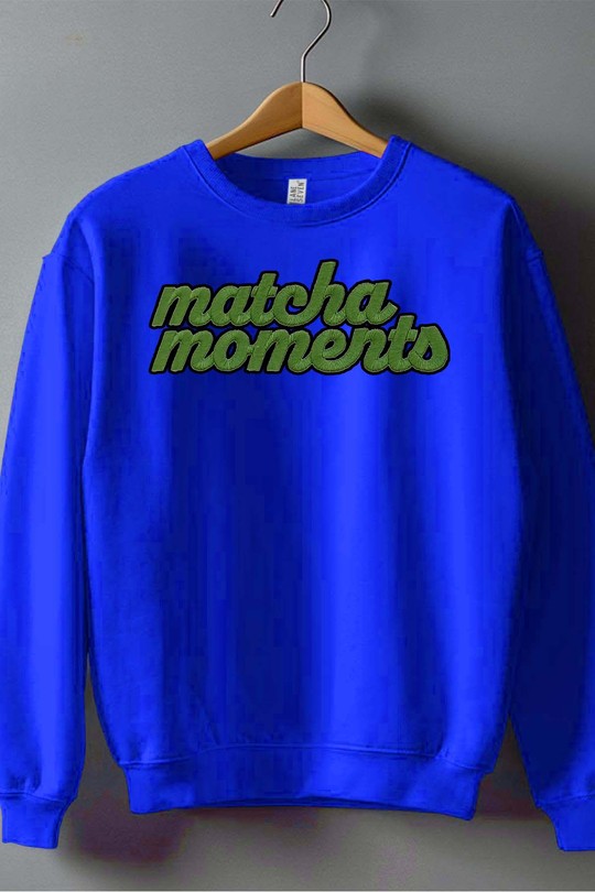matcha moments - Sweat Col Rond Homme-BLEU ROI