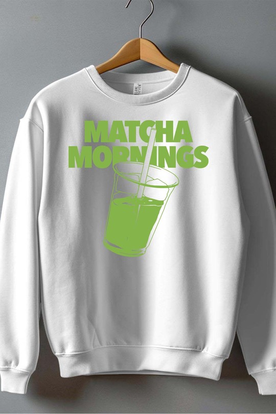 matcha morinng - Sweat Col Rond Homme-BLANC